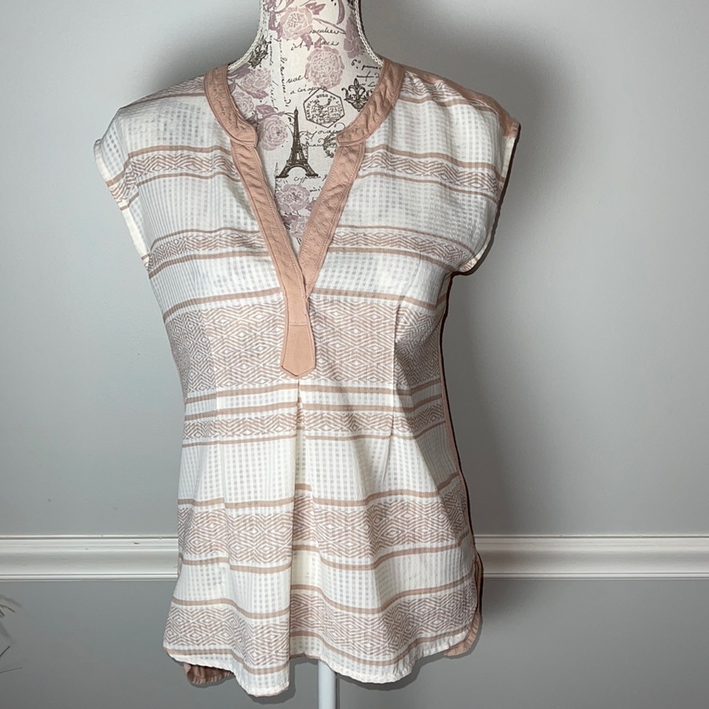 Anthropologie Postmark Blush and Cream Small Blouse